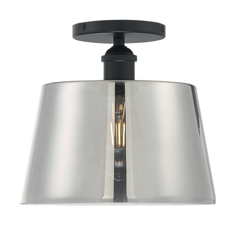 Nuvo Lighting 60-7334 One Light Semi Flush Mount, Black / Smoked Glass