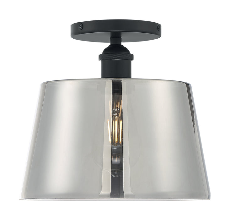 Nuvo Lighting 60-7334 One Light Semi Flush Mount, Black / Smoked Glass