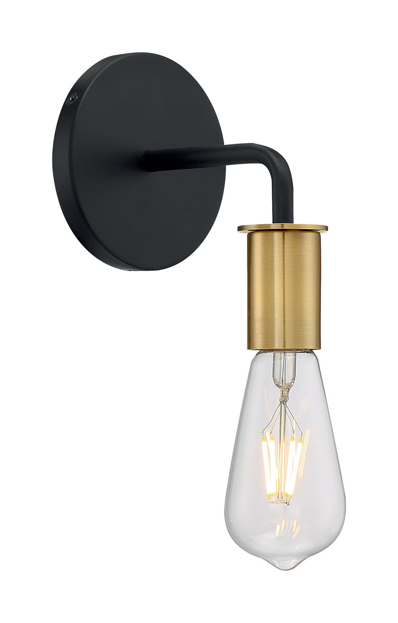 Nuvo Lighting 60-7341 One Light Wall Sconce, Black / Brushed Brass