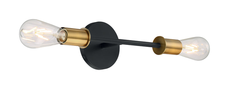 Nuvo Lighting 60-7342 Two Light Vanity, Black / Brushed Brass
