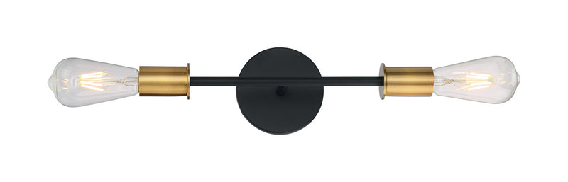 Nuvo Lighting 60-7342 Two Light Vanity, Black / Brushed Brass