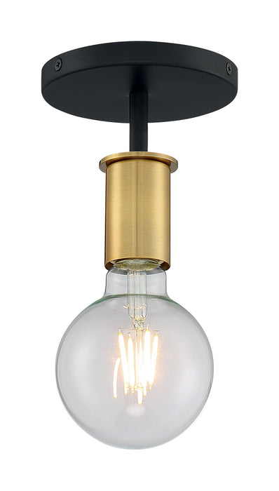 Nuvo Lighting 60-7343 One Light Semi Flush Mount, Black / Brushed Brass