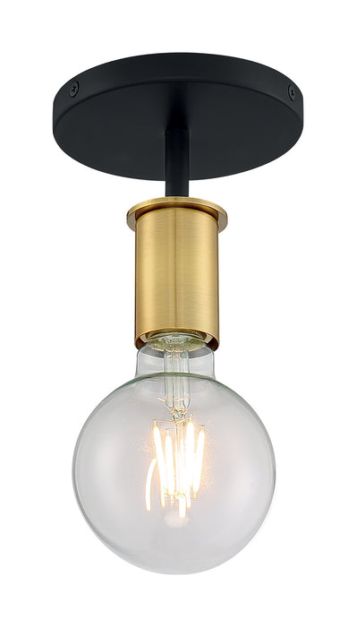 Nuvo Lighting 60-7343 One Light Semi Flush Mount, Black / Brushed Brass