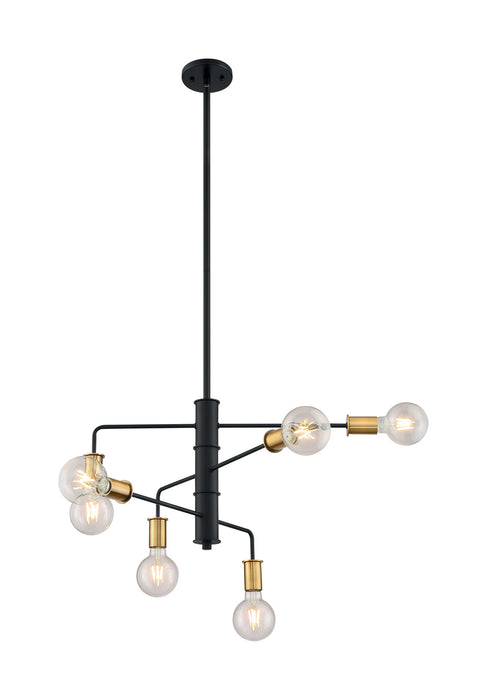 Nuvo Lighting 60-7344 Six Light Chandelier, Black / Brushed Brass