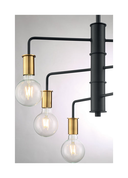 Nuvo Lighting 60-7344 Six Light Chandelier, Black / Brushed Brass