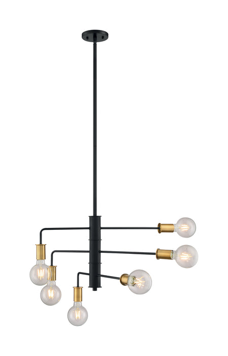 Nuvo Lighting 60-7344 Six Light Chandelier, Black / Brushed Brass
