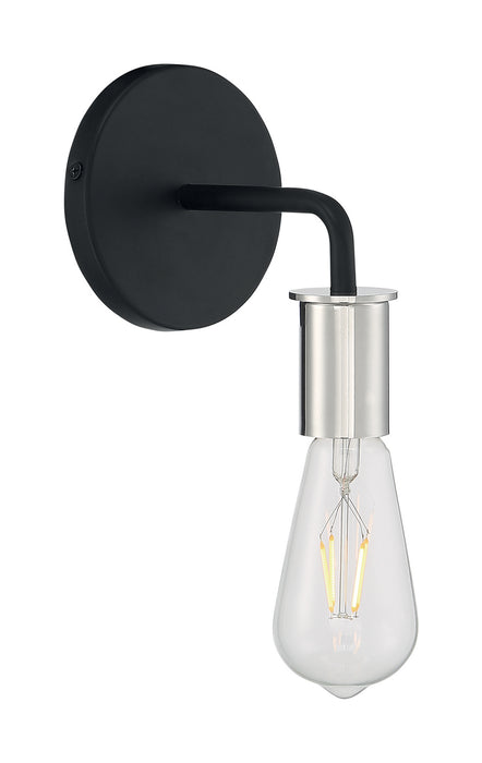 Nuvo Lighting 60-7351 One Light Wall Sconce, Black / Polished Nickel
