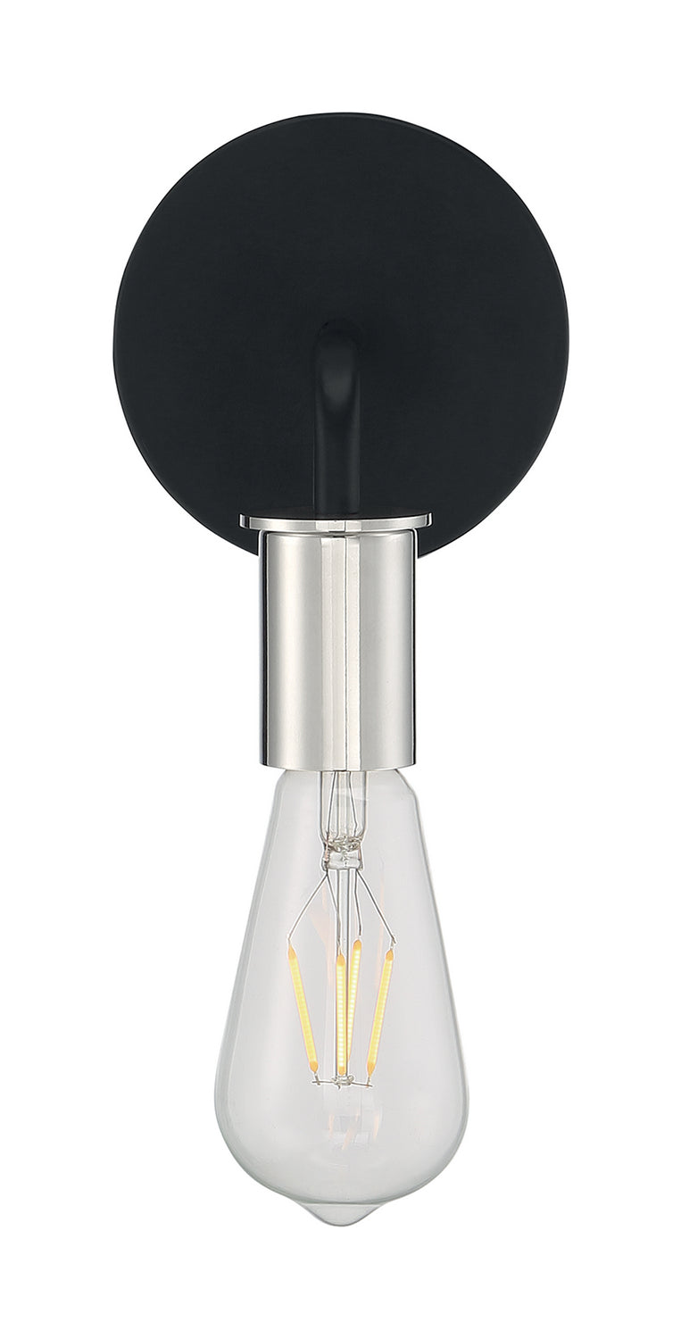 Nuvo Lighting 60-7351 One Light Wall Sconce, Black / Polished Nickel