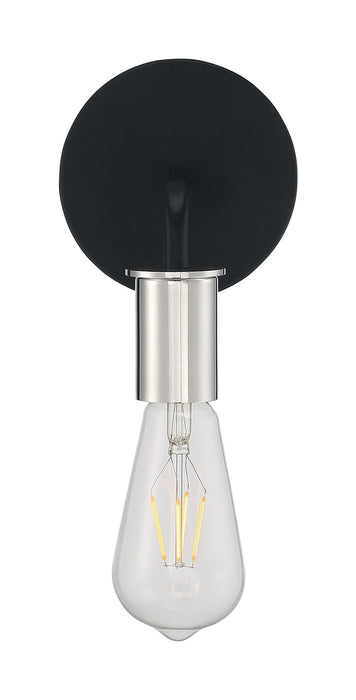 Nuvo Lighting 60-7351 One Light Wall Sconce, Black / Polished Nickel