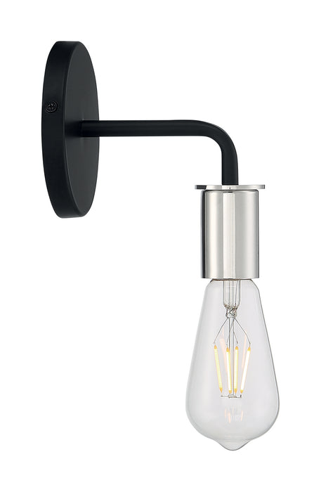 Nuvo Lighting 60-7351 One Light Wall Sconce, Black / Polished Nickel