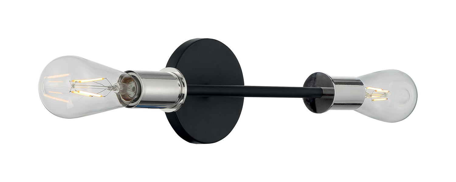 Nuvo Lighting 60-7352 Two Light Vanity, Black / Polished Nickel