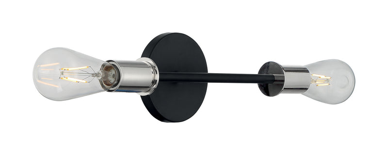 Nuvo Lighting 60-7352 Two Light Vanity, Black / Polished Nickel