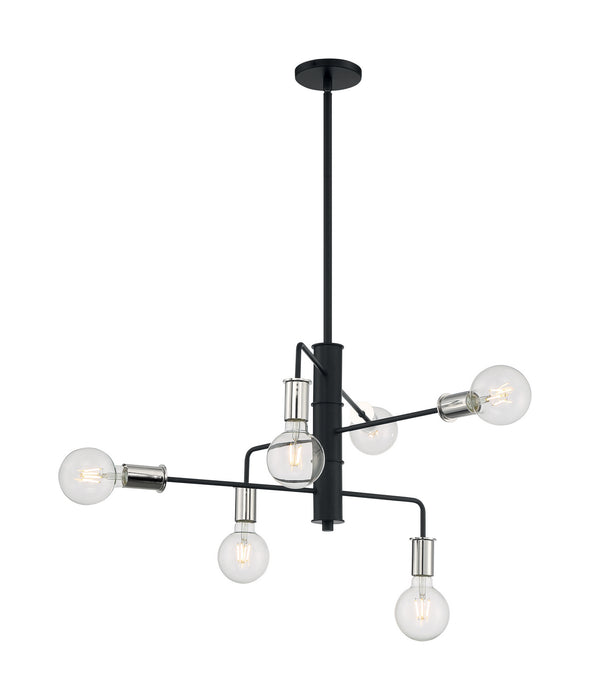 Nuvo Lighting 60-7354 Six Light Chandelier, Black / Polished Nickel