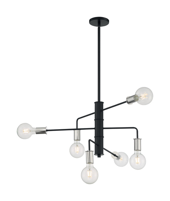 Nuvo Lighting 60-7354 Six Light Chandelier, Black / Polished Nickel