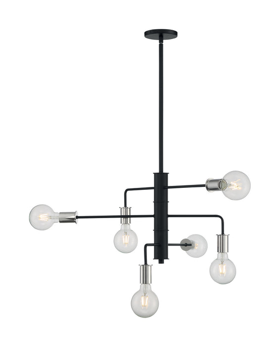 Nuvo Lighting 60-7354 Six Light Chandelier, Black / Polished Nickel