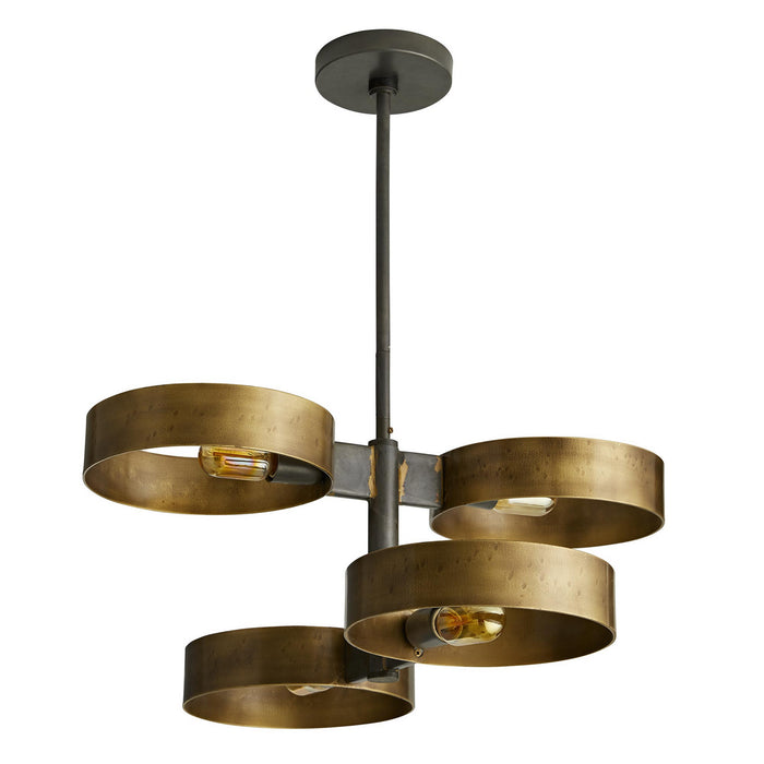 Arteriors 44455 Four Light Pendant, Antique Brass