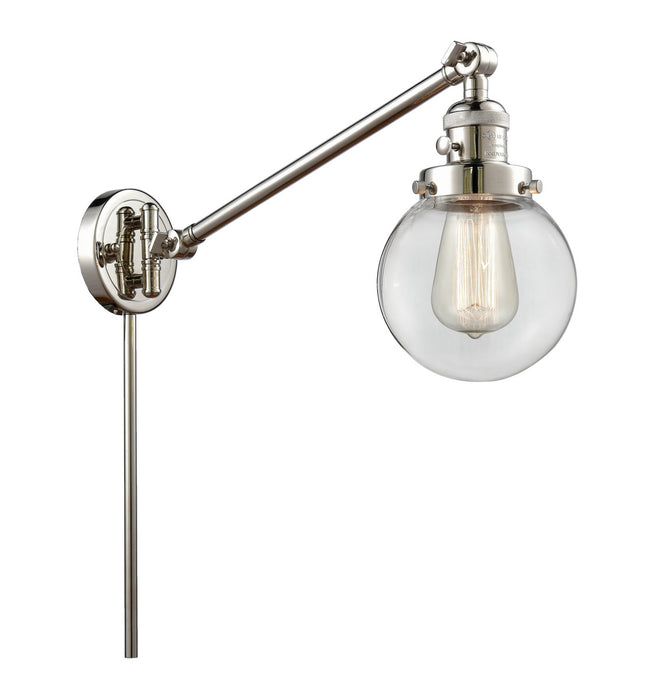 Innovations 237-PN-G202-6 One Light Swing Arm Lamp, Polished Nickel