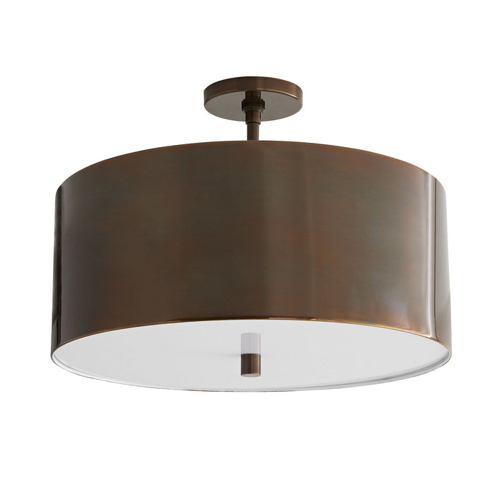 Arteriors 49267 Three Light Semi-Flush Mount, Heritage Brass