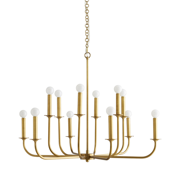 Arteriors 89343 12 Light Chandelier, Antique Brass