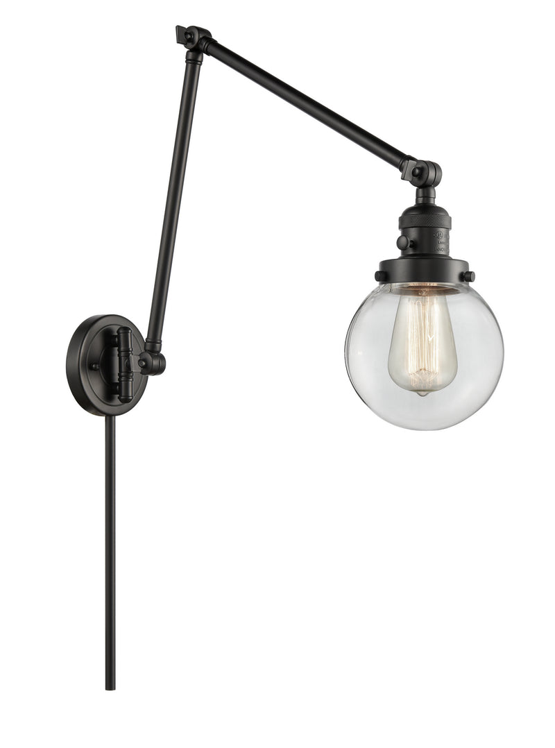 Innovations 238-BK-G202-6 One Light Swing Arm Lamp, Matte Black
