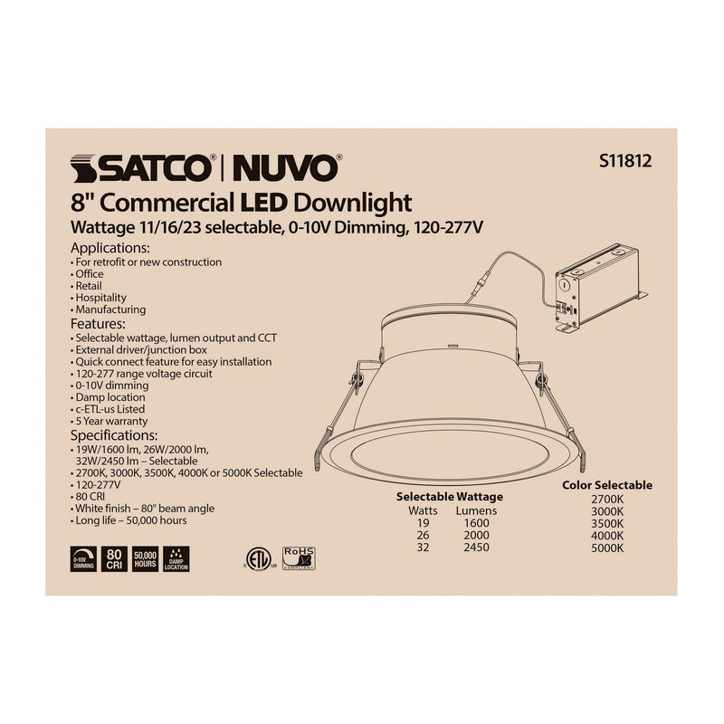 Satco S11812 LED Downlight, White