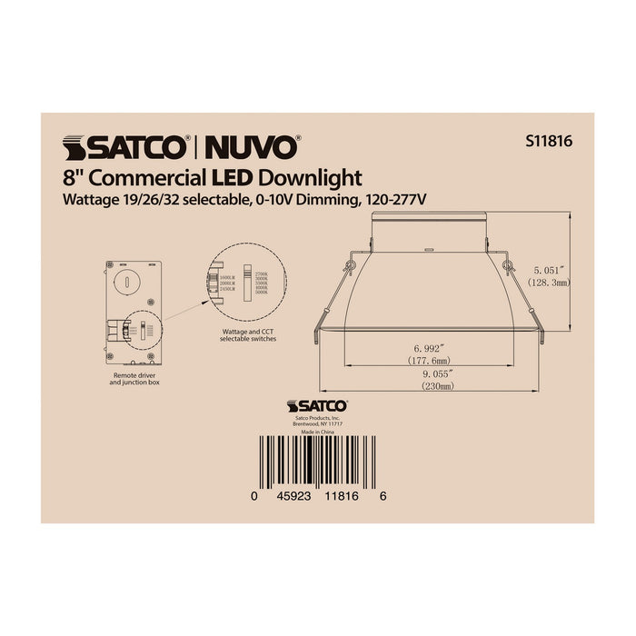 Satco S11816 LED Downlight, Silver
