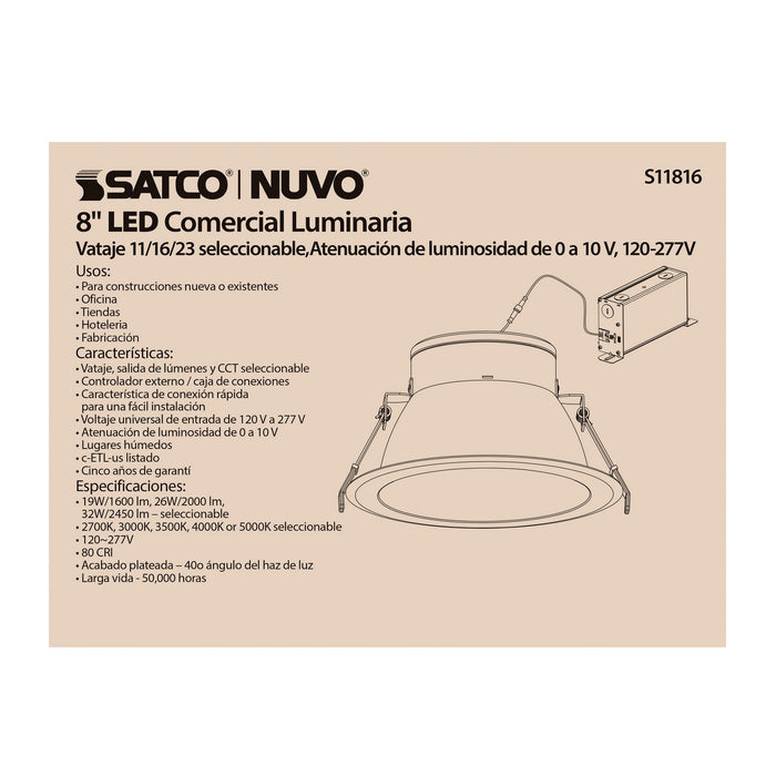 Satco S11816 LED Downlight, Silver
