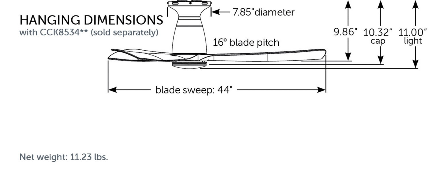 Fanimation FPD8547BS 44" Ceiling Fan, Brushed Satin Brass