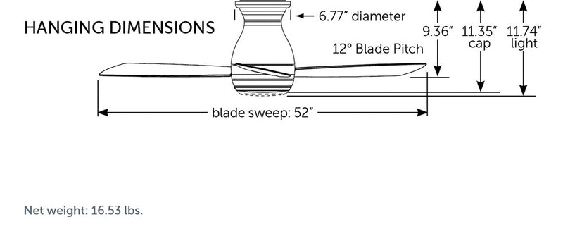 Fanimation FPS8355BBLW 52" Ceiling Fan, Black