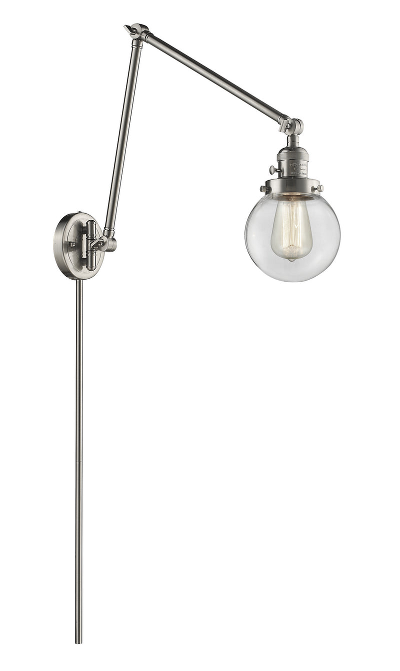 Innovations 238-SN-G202-6 One Light Swing Arm Lamp, Brushed Satin Nickel