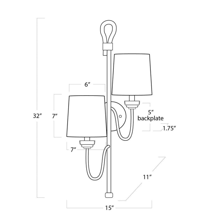 Regina Andrew 15-1125 Two Light Wall Sconce, Natural