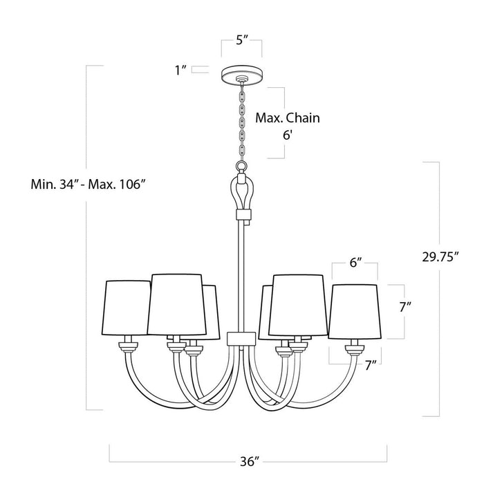 Regina Andrew 16-1272 Six Light Chandelier, Natural