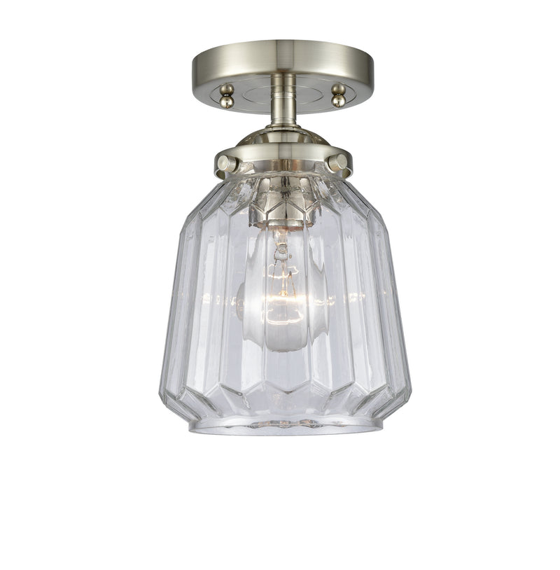 Innovations 284-1C-SN-G142 One Light Semi-Flush Mount, Brushed Satin Nickel
