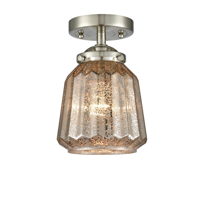 Innovations 284-1C-SN-G146 One Light Semi-Flush Mount, Brushed Satin Nickel