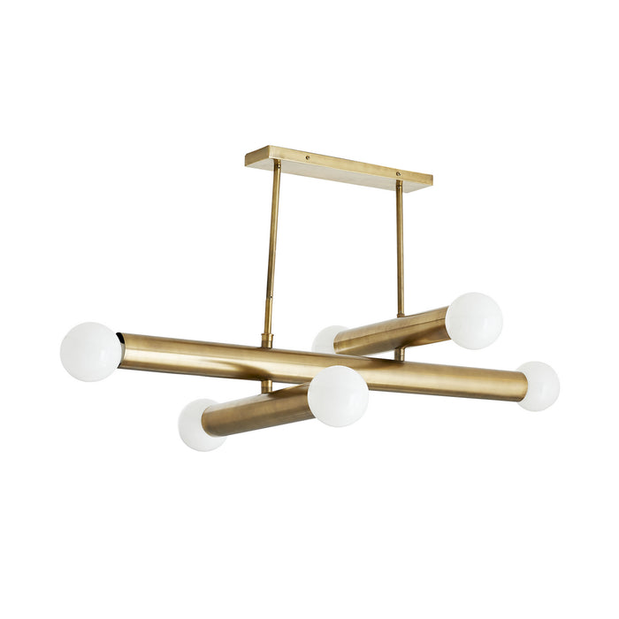 Arteriors 44936 Six Light Chandelier, Antique Brass