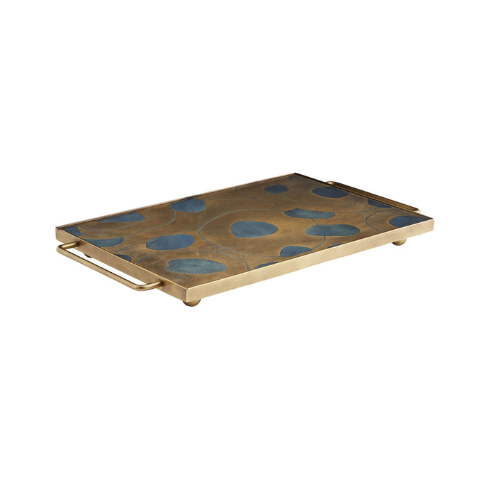 Arteriors 4791 Tray, Black and Mercury Flora