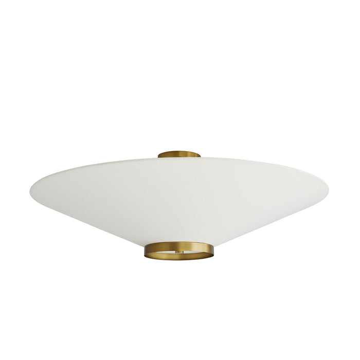 Arteriors 49381 Three Light Flush Mount, Antique Brass