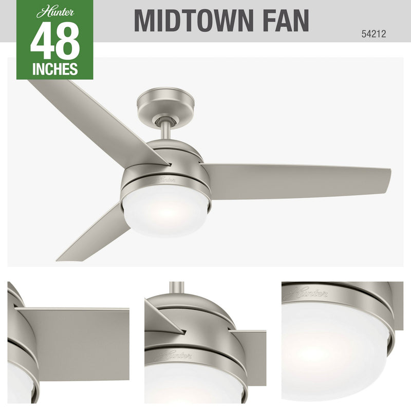 Hunter 54212 48" Ceiling Fan, Matte Nickel