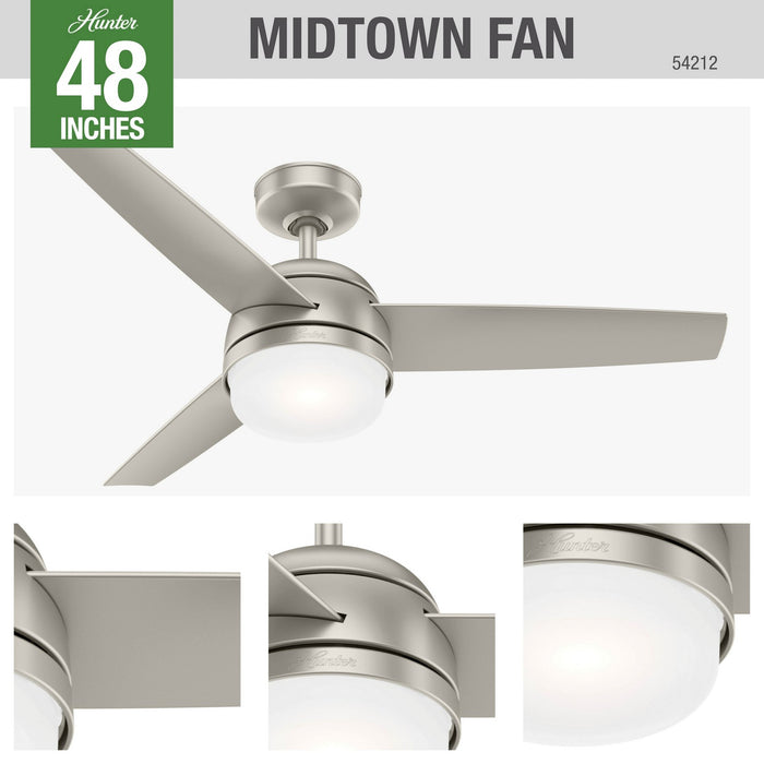 Hunter 54212 48" Ceiling Fan, Matte Nickel