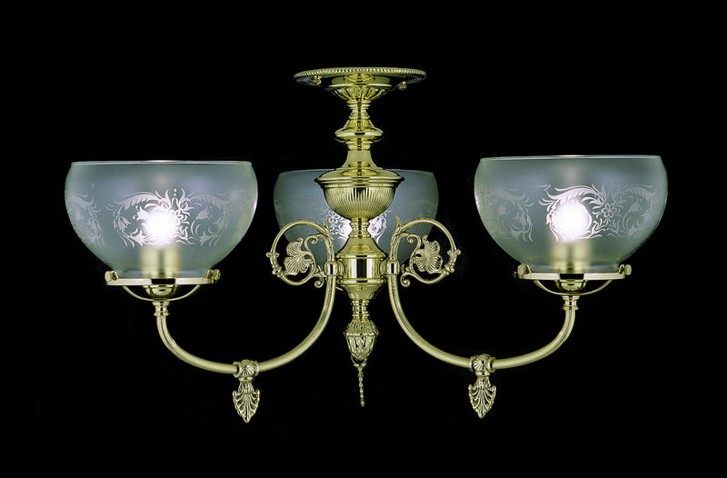 Framburg 7523 PB Three Light Flush / Semi-Flush Mount, Polished Brass