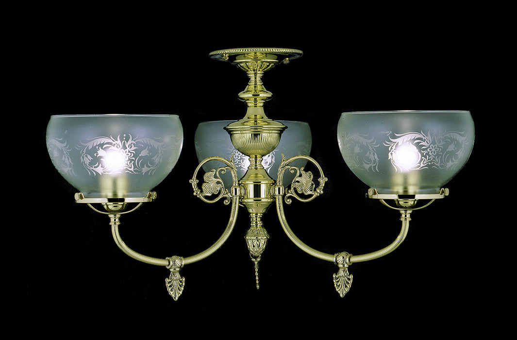 Framburg 7523 PB Three Light Flush / Semi-Flush Mount, Polished Brass