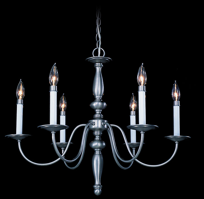 Framburg 7916 SP Six Light Chandelier, Satin Pewter