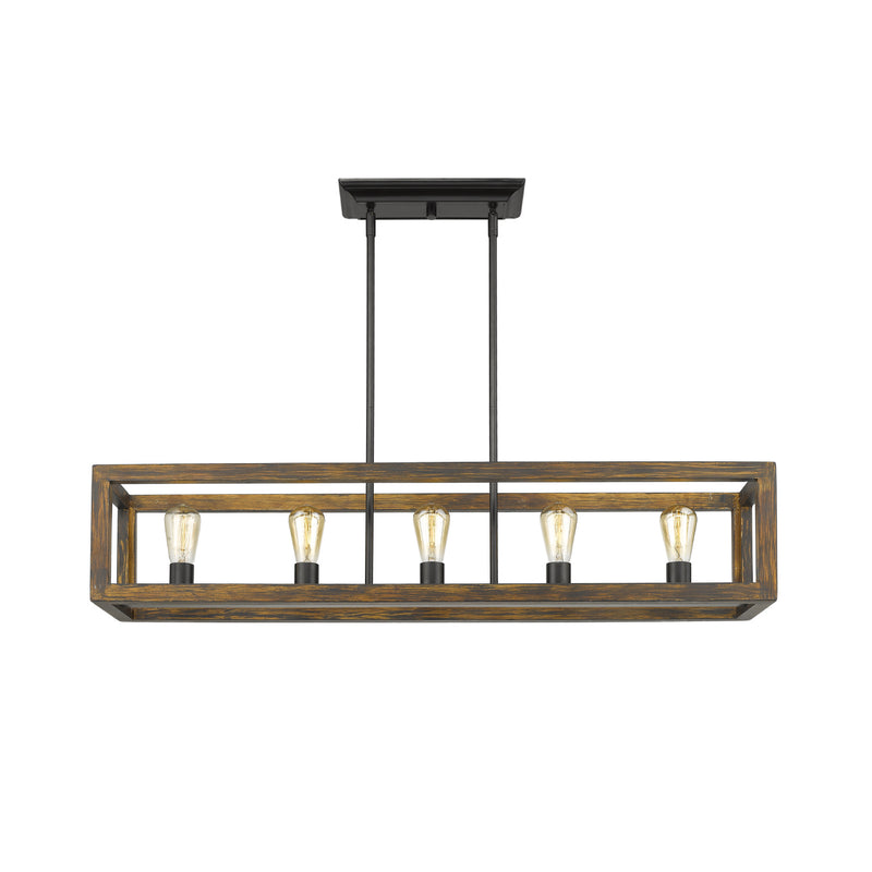 Golden 0270-LP BLK Five Light Linear Pendant, Matte Black