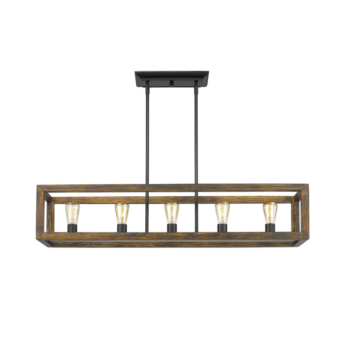 Golden 0270-LP BLK Five Light Linear Pendant, Matte Black