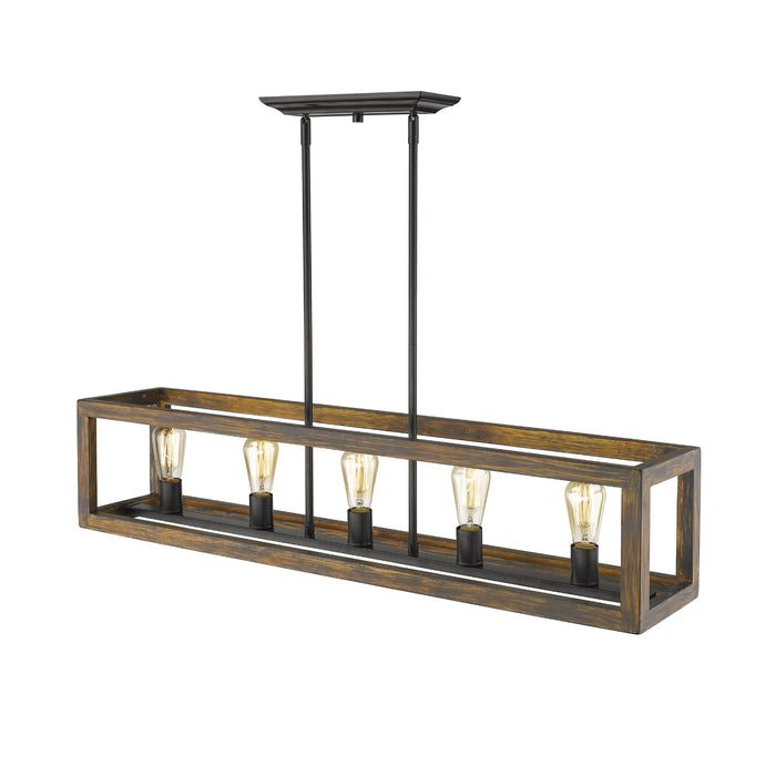 Golden 0270-LP BLK Five Light Linear Pendant, Matte Black