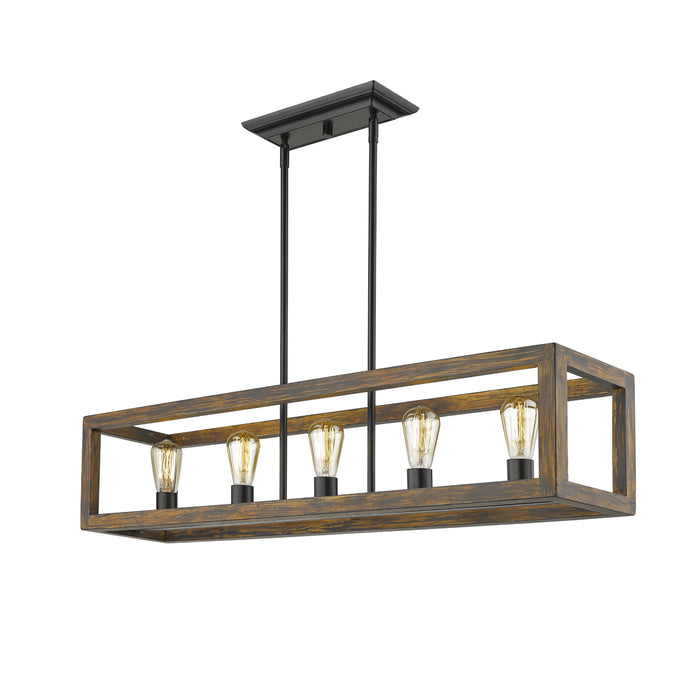 Golden 0270-LP BLK Five Light Linear Pendant, Matte Black