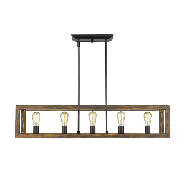 Golden 0270-LP BLK Five Light Linear Pendant, Matte Black