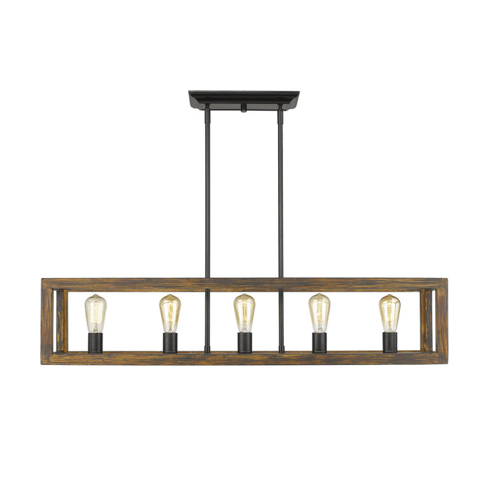 Golden 0270-LP BLK Five Light Linear Pendant, Matte Black