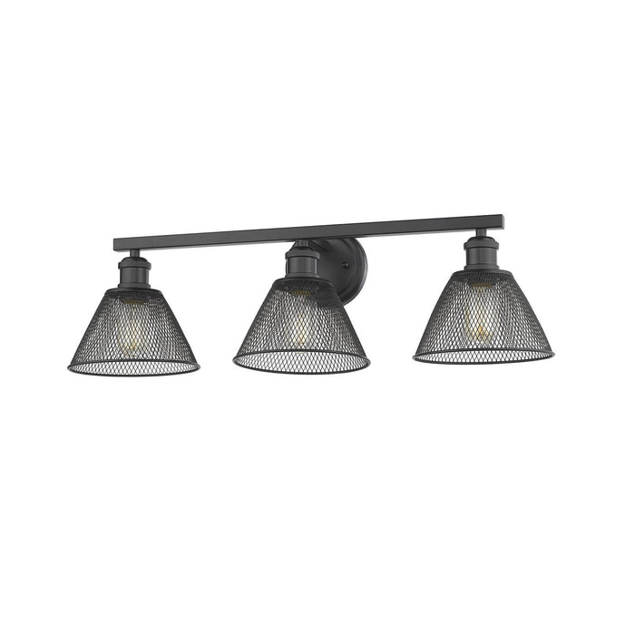 Golden 0304-BA3 BLK Three Light Bath Vanity, Matte Black