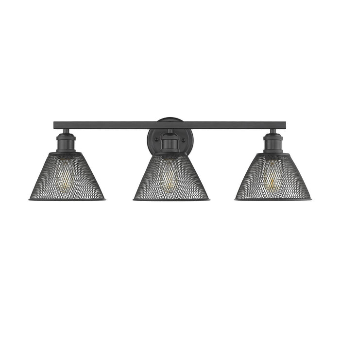 Golden 0304-BA3 BLK Three Light Bath Vanity, Matte Black